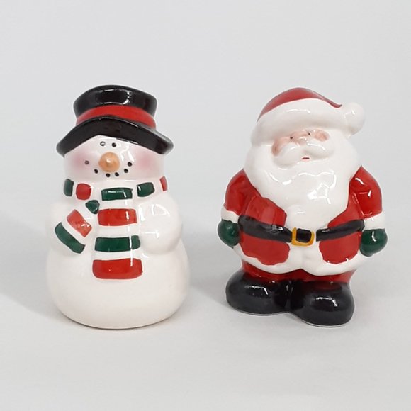 CERAMIC Other - SANTA SNOWMAN SALT PEPPER SHAKERS PRISTINE CERAMIC